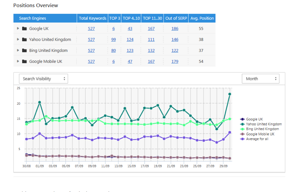 SEO Sight Rank Tracking Graph Keyword