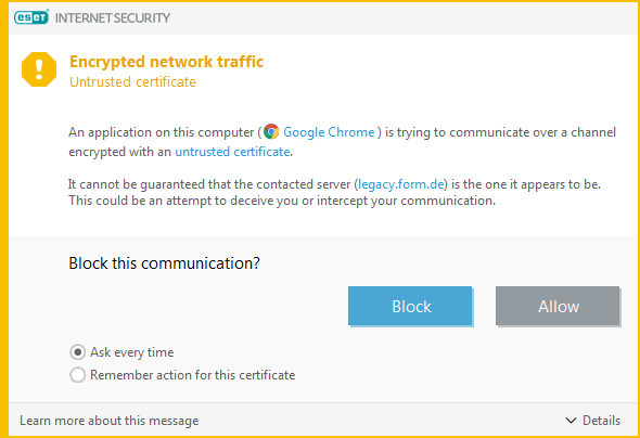 Eset Security Warning